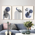 Golden Abstract Botanical Wall Art – Set of 3 (Framed Prints)